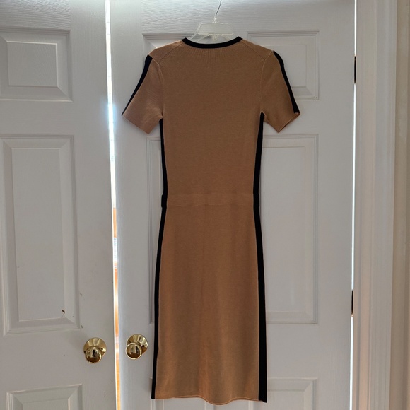 Reiss Rosie Short Sleeve Sweater Dress XS Camel/Black Striped Knit - Picture 4 of 15